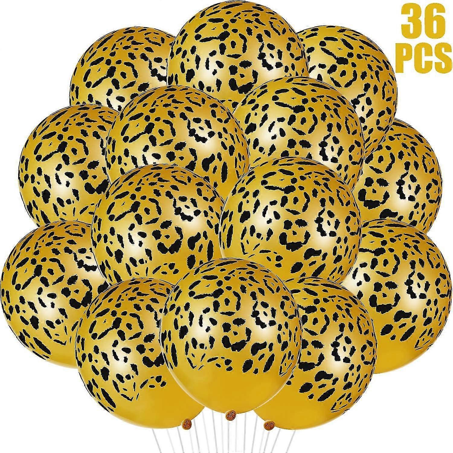 36 Pieces Leopard Balloons Cheetah Balloons Leopard Print Balloons Jungle Animal Balloons Leopard Spots Latex Balloons for Jungle Zoo Animals Party Su