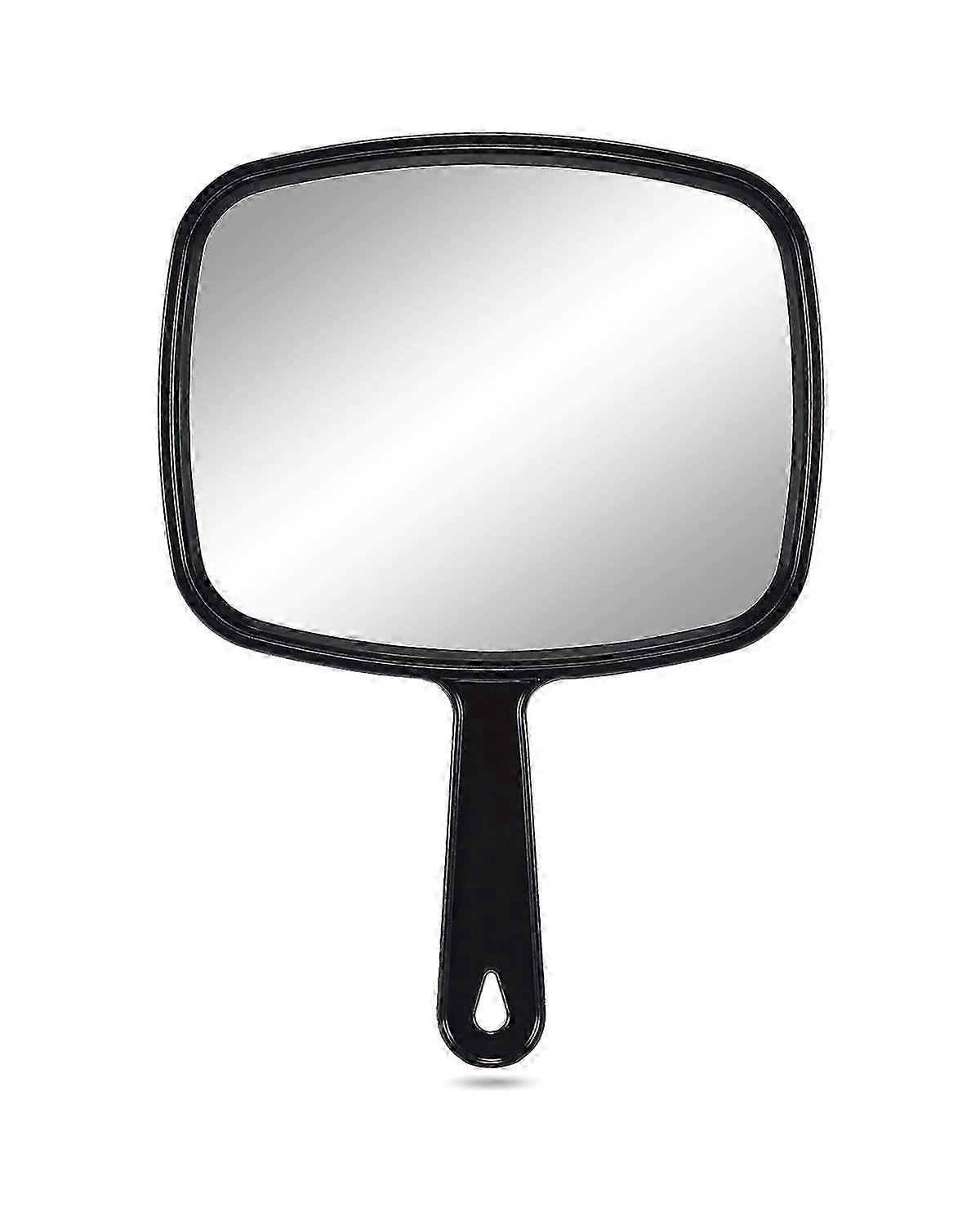 Handheld Large Hairdressing Mirror for Salon Use, Featuring a Comfortable Handle (Black 9x12.4)