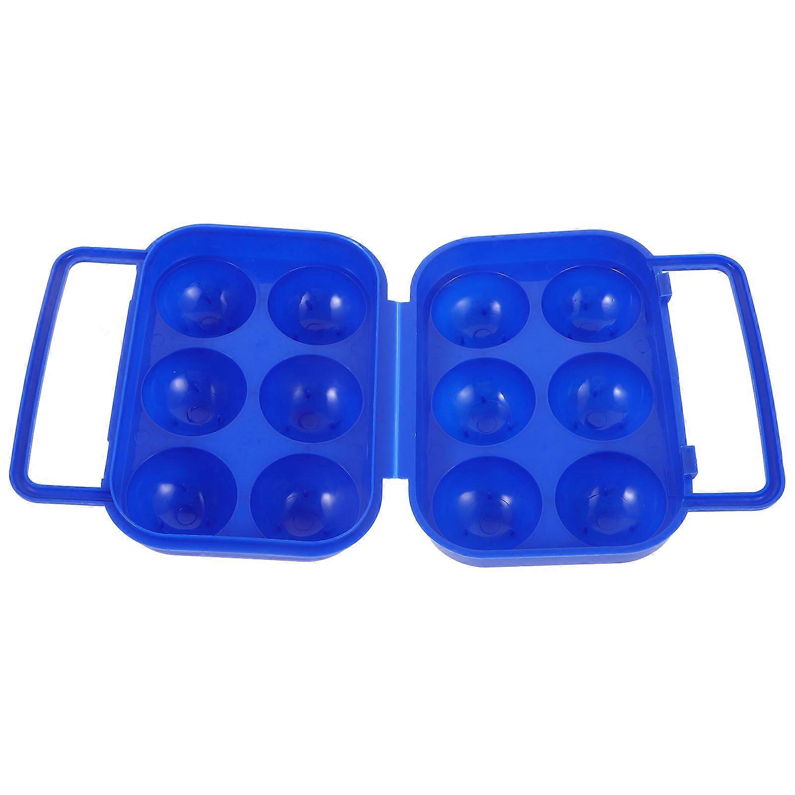 Egg Holder Storage Camping Eggs Container for Family Consumption Blue 15.00X13.50X6.00CM Buckle Design 1Pcs