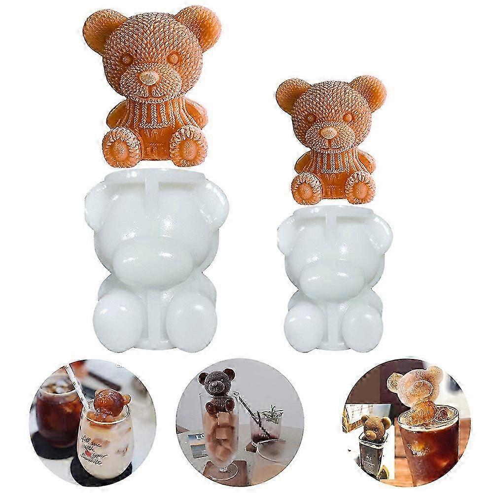 3pcs Ice Maker Easy To Use Silicone Mold Convenient Candy Dough Molds Multipurpose Bear Cake Baking 