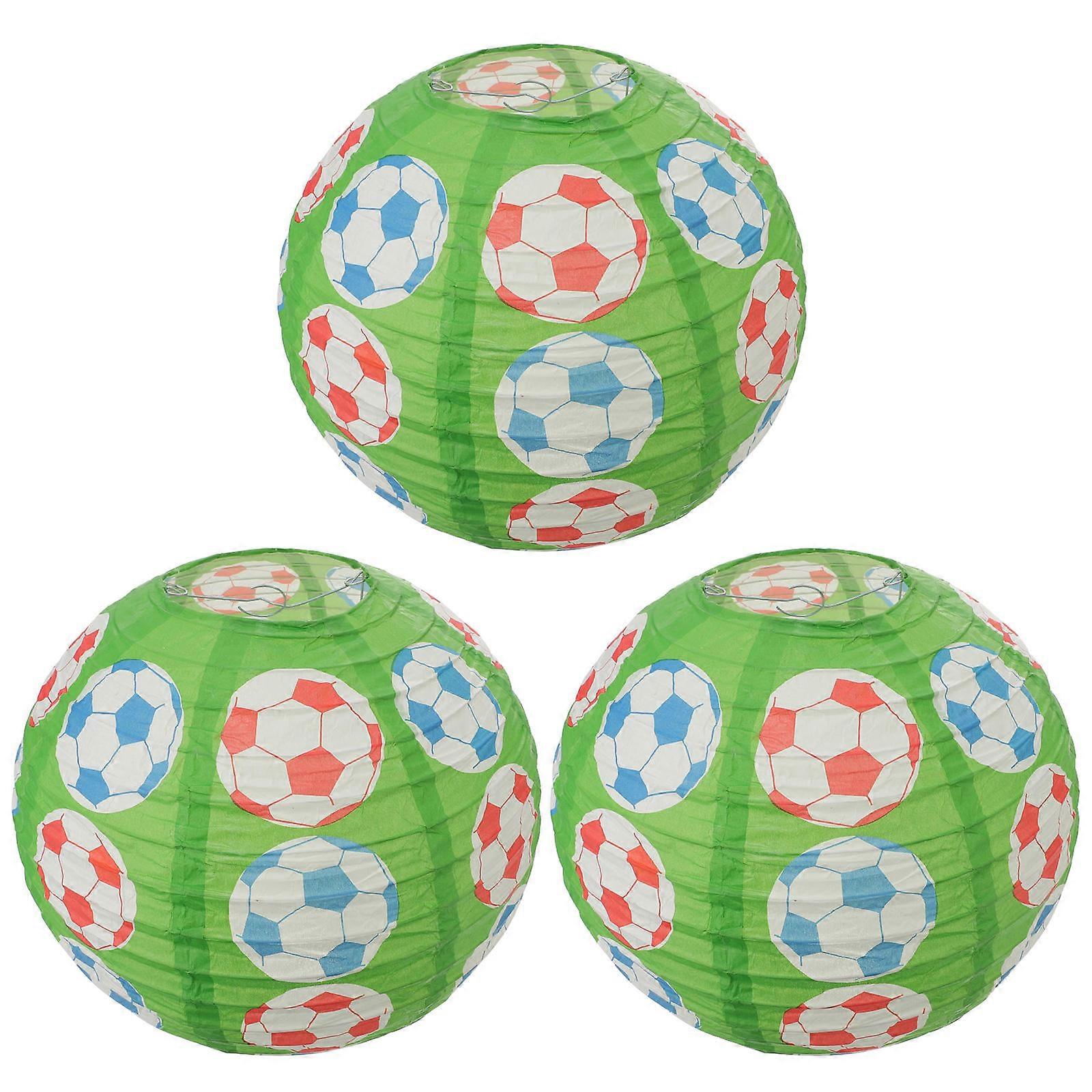 3pcs Soccer Themed Paper Lanterns for Hanging Party Decorations – Ideal for Sports Events, Birthdays with Vibrant Design