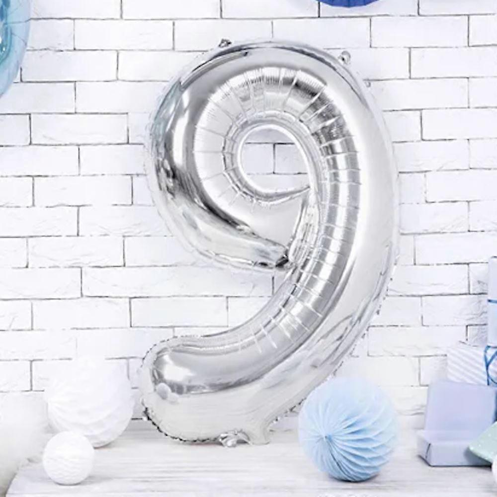 Large Silver Number 9 Balloon
