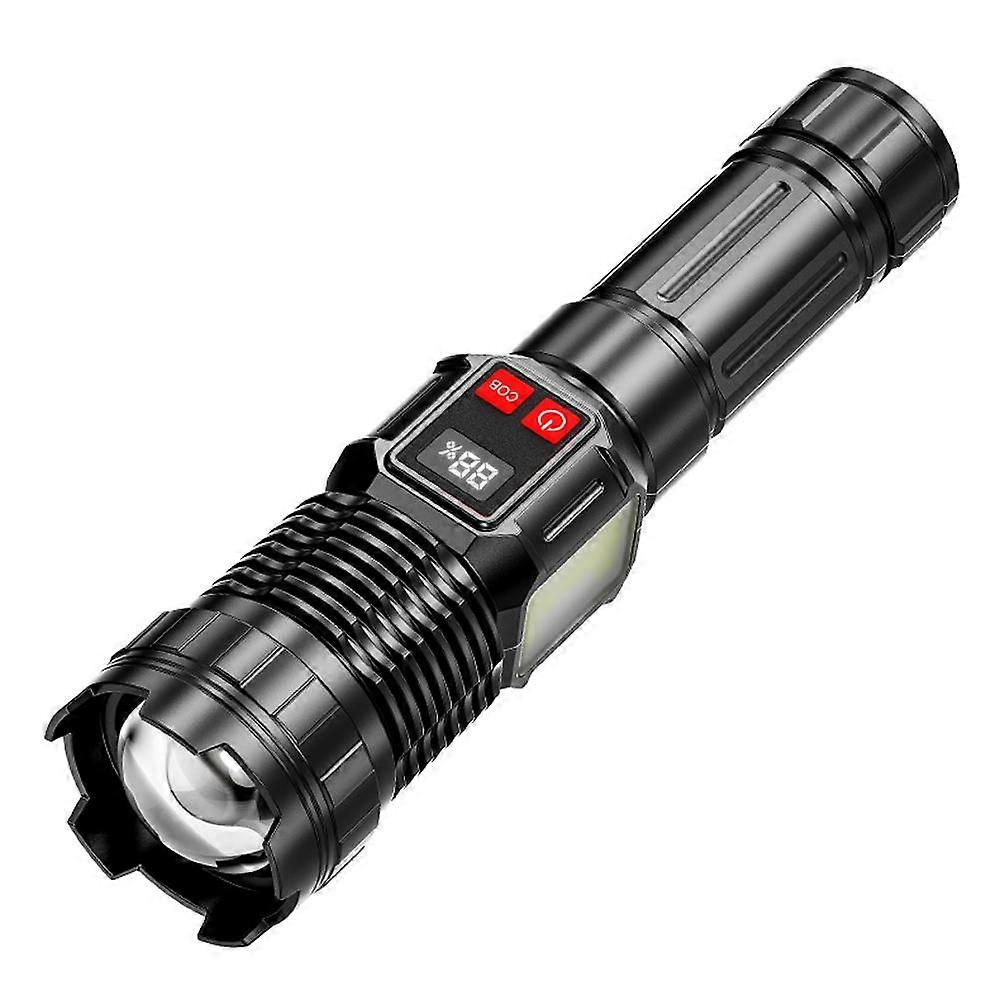 Strong Long-Range Flashlight With Large Floodlight And Digital Display