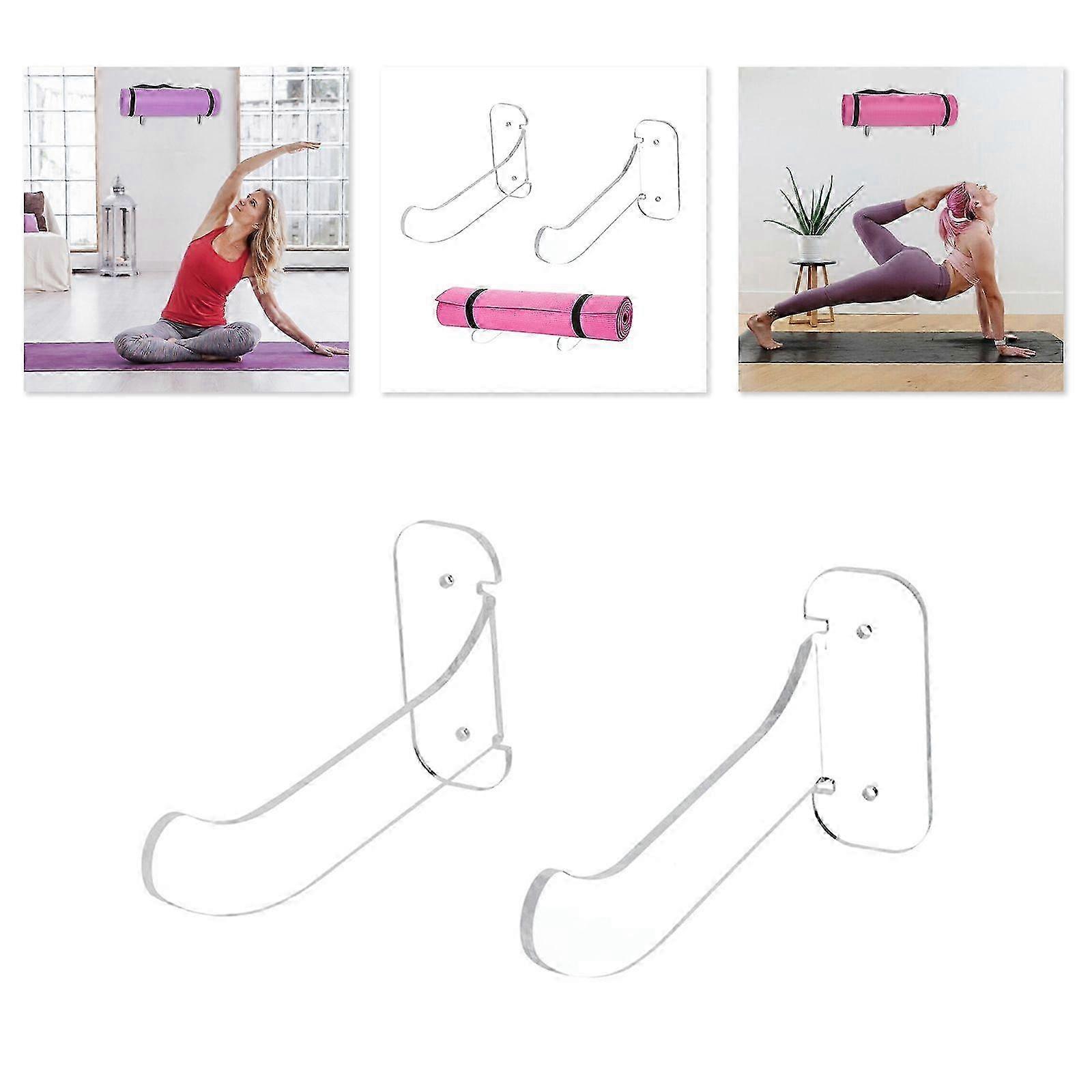 2個のヨガマットホルダー壁掛けエクササイズオーガナイザージムマットと手ぬぐい用