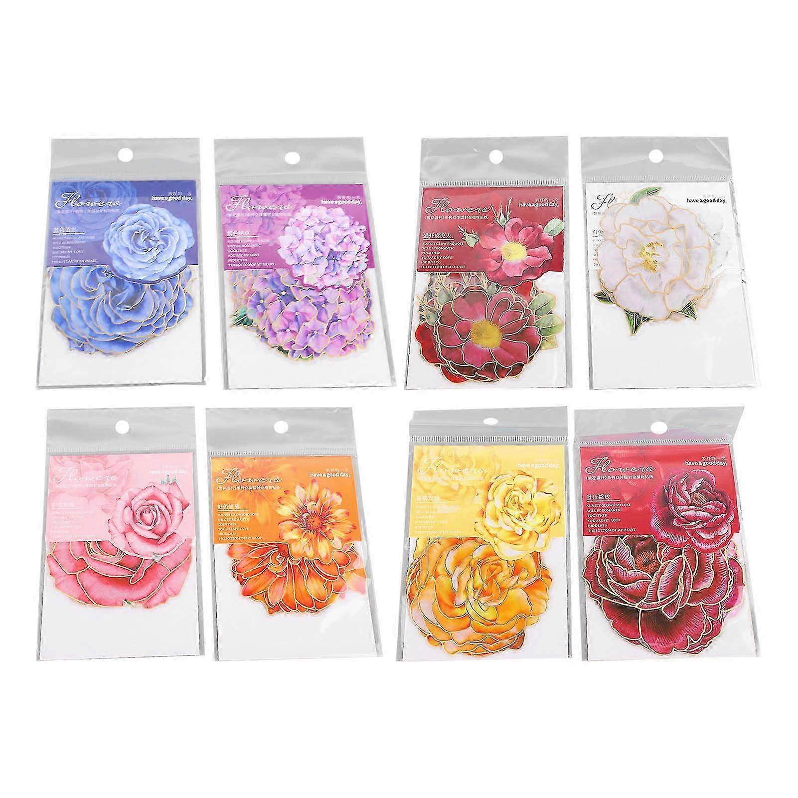 80pcs Waterproof Flower Stickers Set with Golden Edges for Journaling and Decorative Use