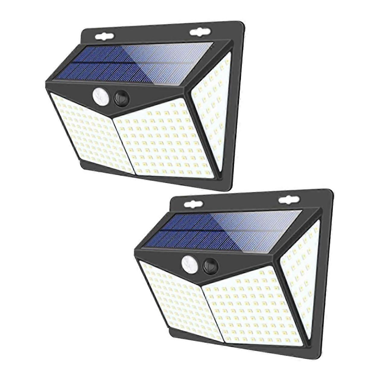 Solar Powered LED Motion Sensor Outdoor Wall Light, Black, 2-Pack