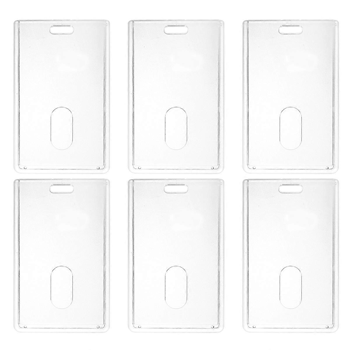 6pcs Vertical Acrylic Business Badge Holders Lightweight ID Card Holder for Office, School, and Travel Use Secure & Water Resistant Design