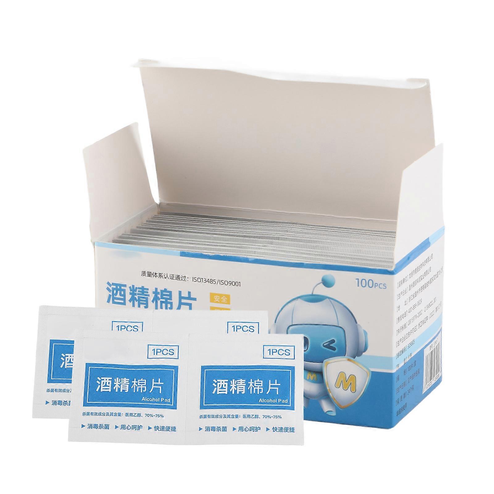 100Pcs Disposable Alcohol Wipe Pads for Disinfection and First Aid, Sterile Cotton Pads for Medical Use and Cleaning