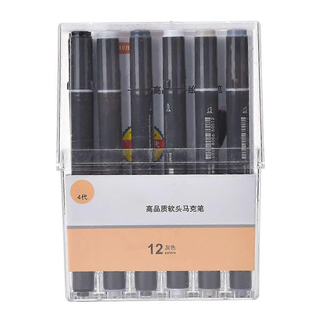 2025 أحدث طراز 12 قطعة قلم علامة زيتي بلاستيك ناعم مزدوج الرأس اللوحة