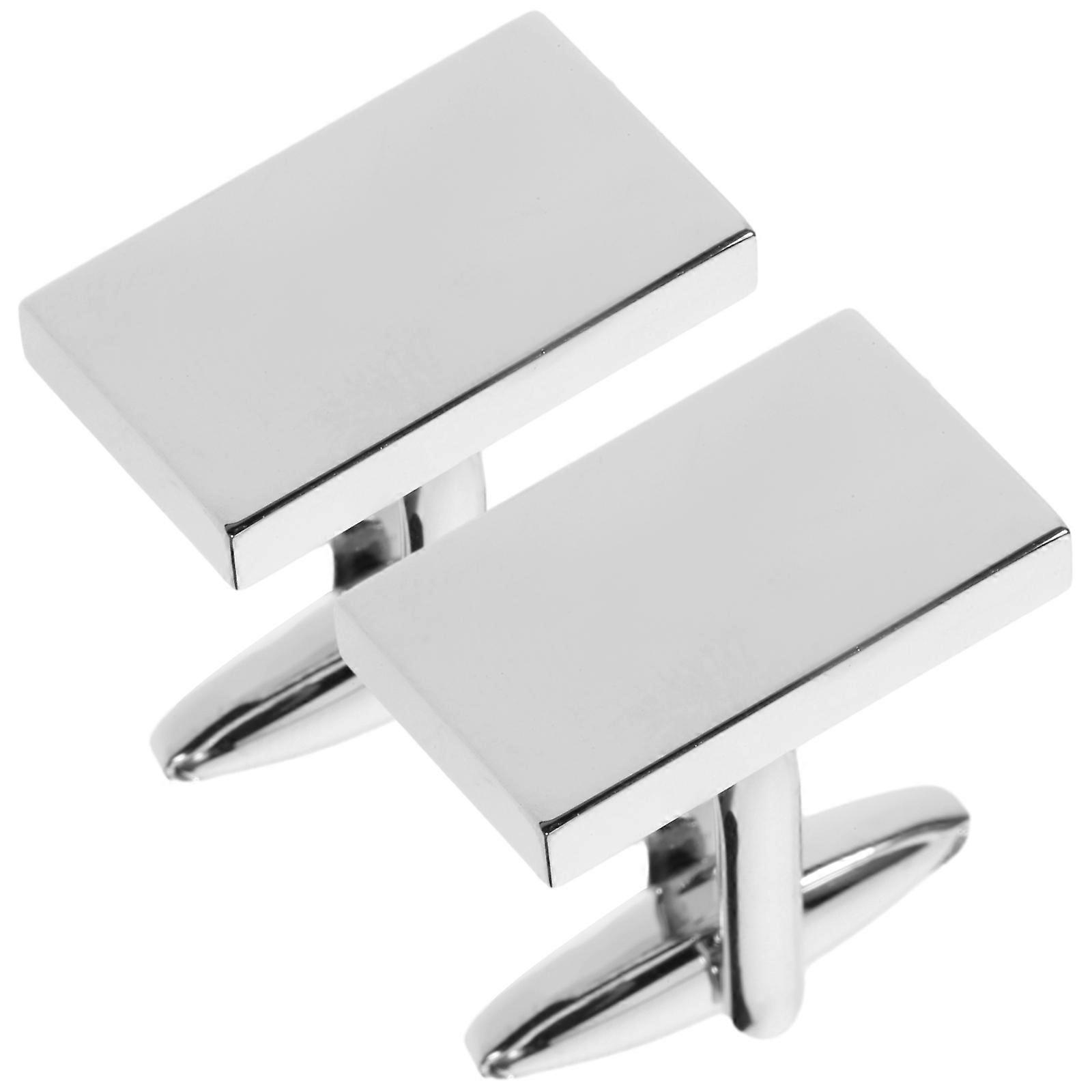 Cuff Shirt Buttons for Men Simple Cufflinks Stainless Steel Rectangular 1Pair