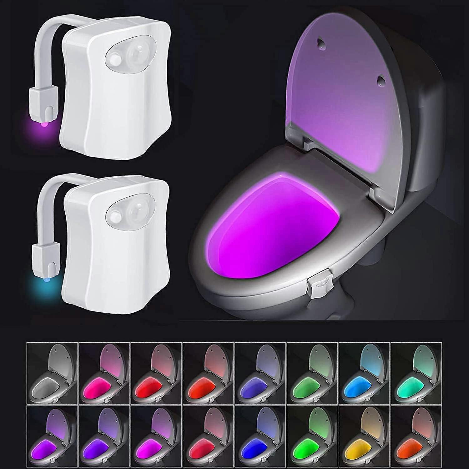 2 Pack Toilet Night Lights, 16-Color Changing Led Bowl Nightlight With Motion Sensor  Motion Sensor 