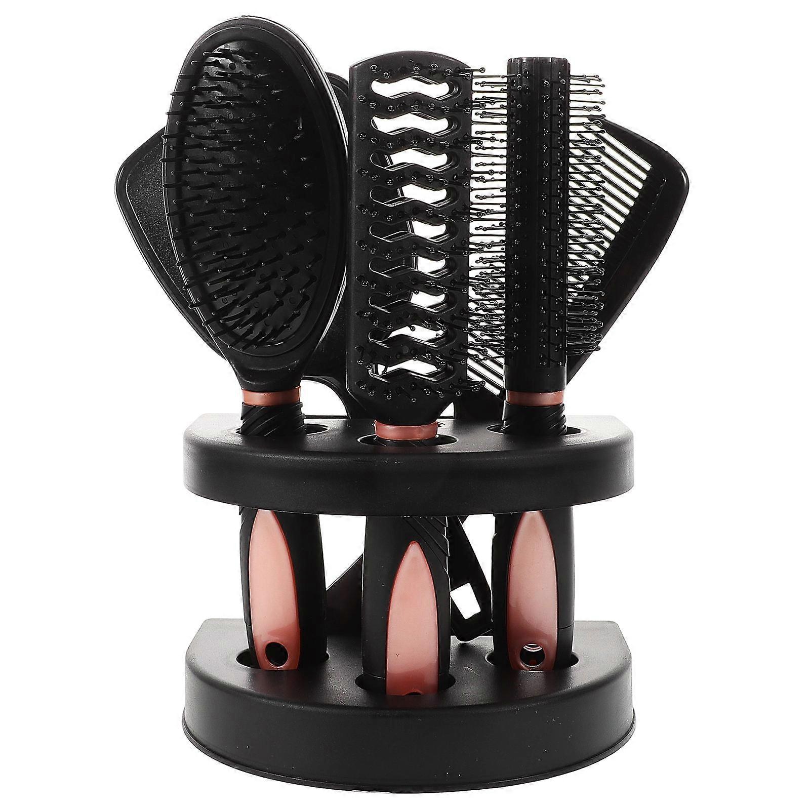 סט כלי שיער גודל קומפקטי קל משקל מברשת שיער אנטי סטטית 5 יחידות ורוד