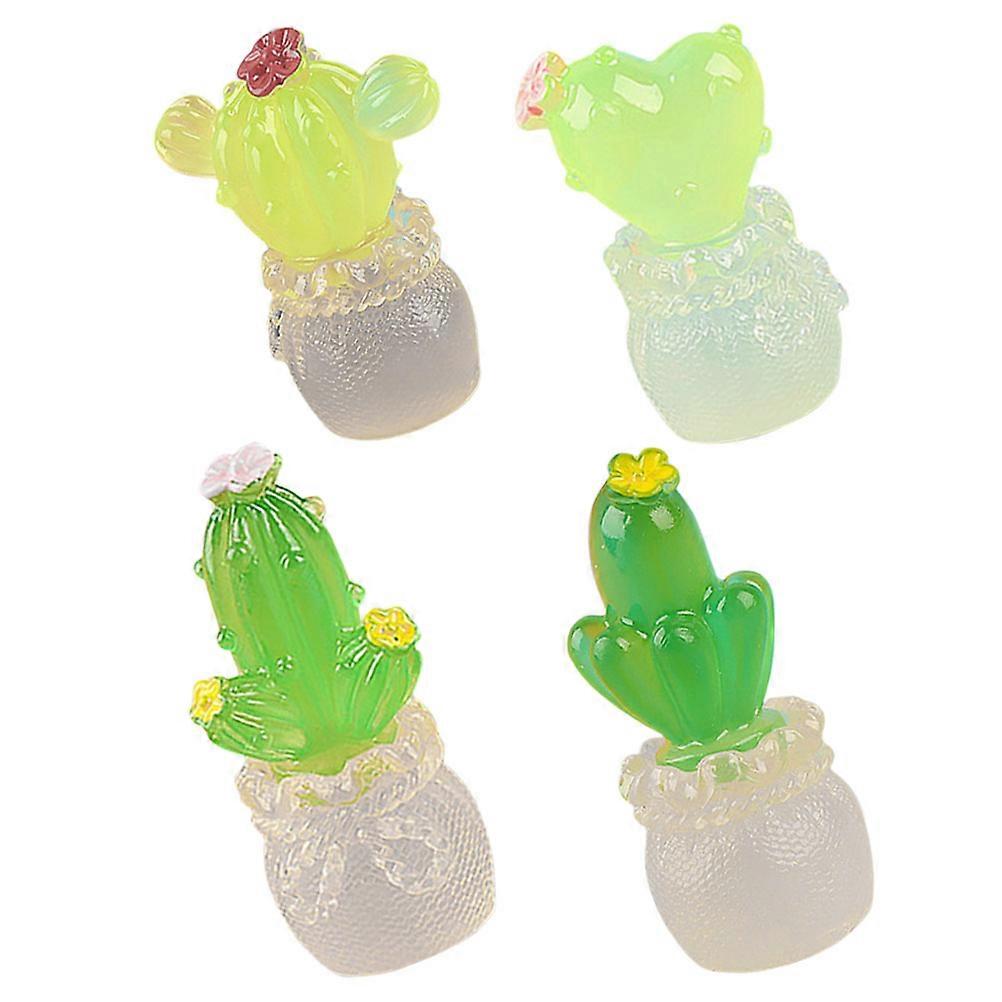 Simulation Cactus Decor Mini Cactus Model Dining Room Collectibles 4Pcs