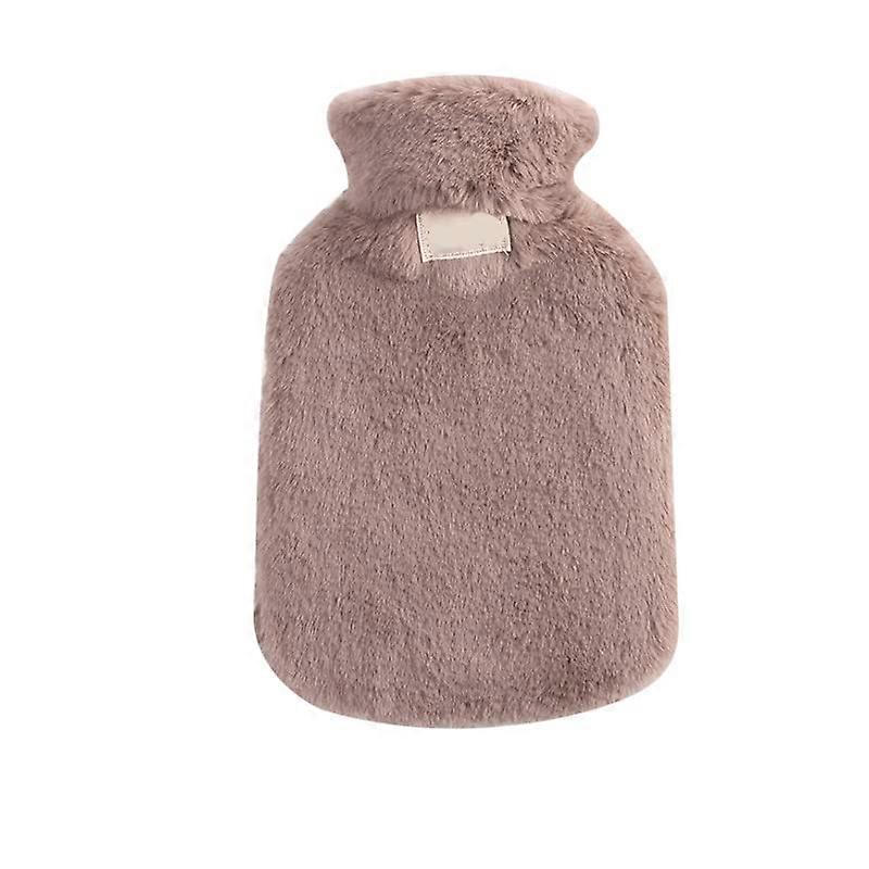 Soft Portable 800ml Hot Water Bottle for Winter Warmth - Reusable, Leak-Proof with Plush Cover (Color: 5)