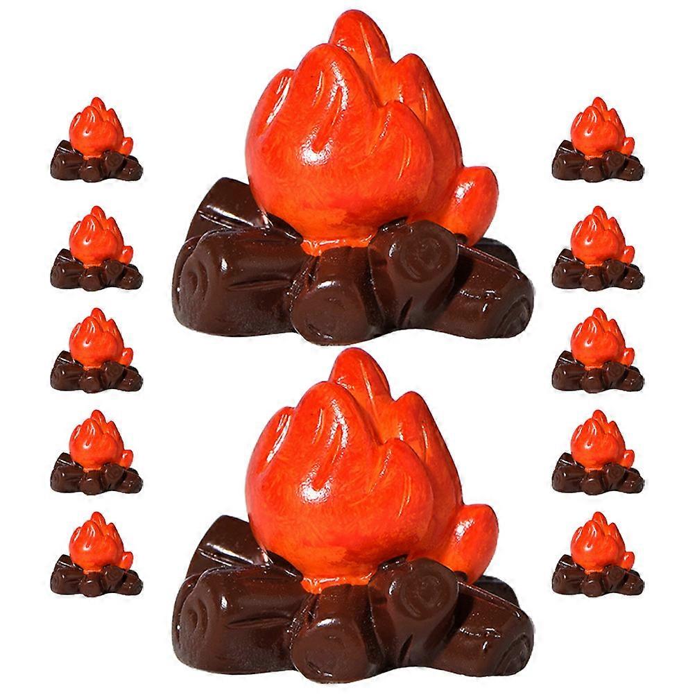 Resin Miniature Bonfire Models For Home Decoration Multicolor Small Fire Pit Shape 12Pcs