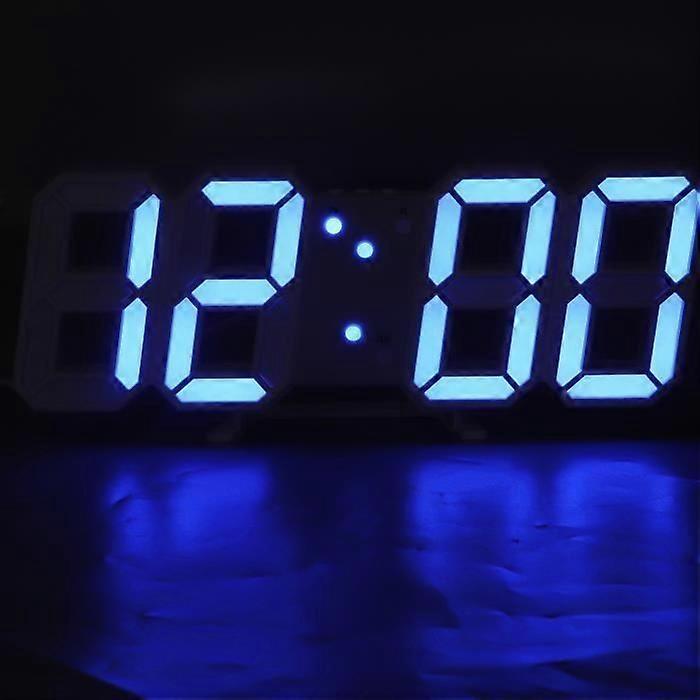 Qiilu Wall Clock - Digital Alarm Clock Timer - 3D Led - White - Multifunctional