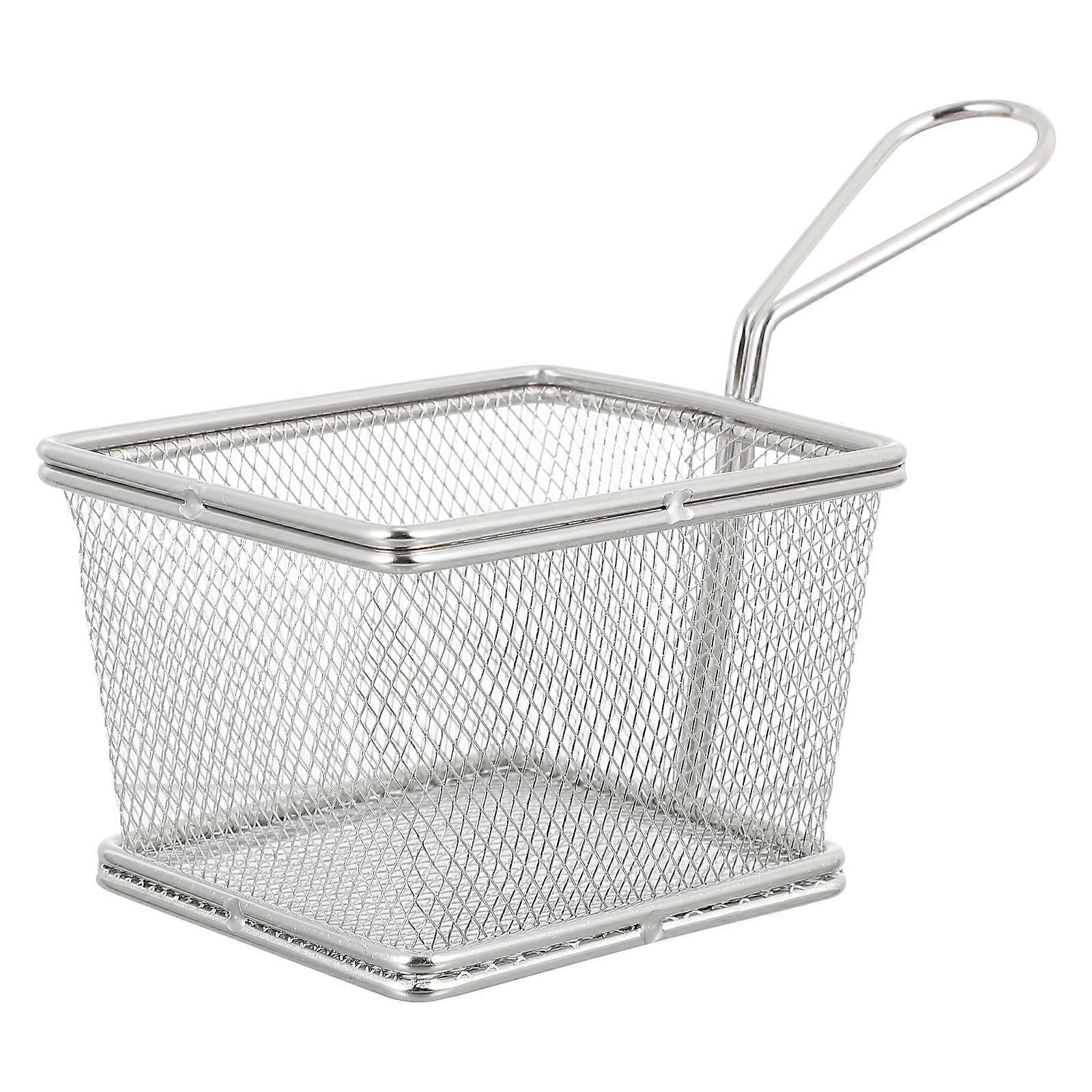 Stainless Steel Frying Basket with Heat Resistant Handle for Chips, Snacks, and Food Separation – Practical Filter Design for Home Cooking and