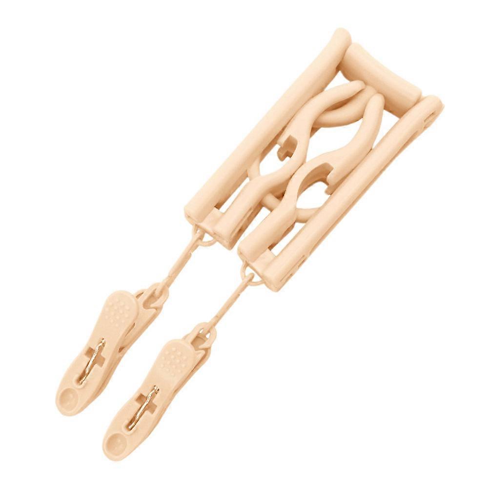 Portable Foldable Clothes Hanger with Clips for Home Use Beige Plastic Nonslip 12.5 x 8.3 inches
