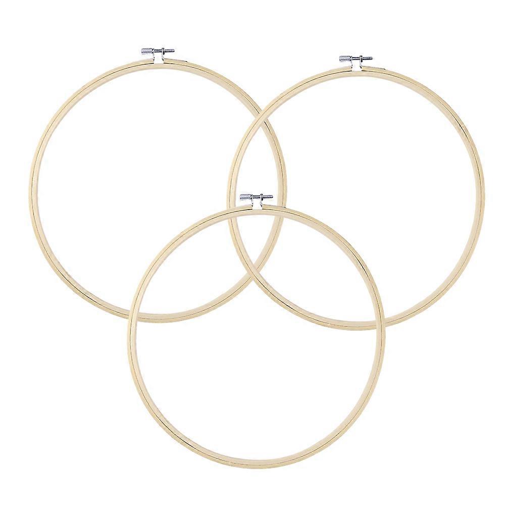 Bamboo Embroidery Hoops for Cross Stitch and DIY Projects Khaki Color Great for Fabric Art 3 Pieces