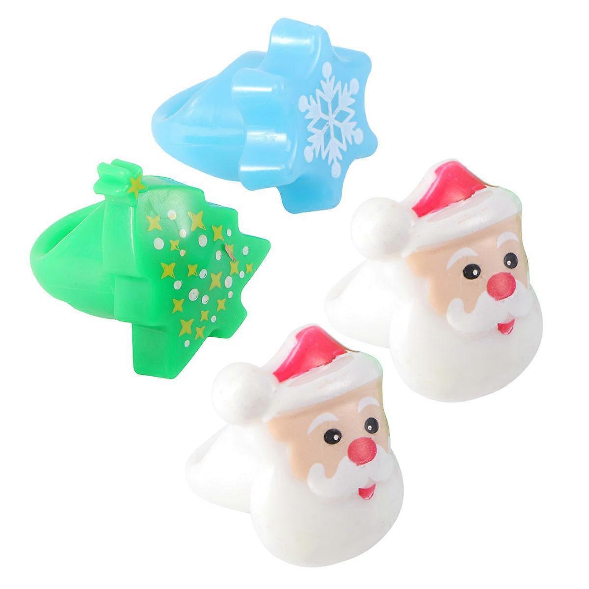 Creative Xmas Elements Luminous Rings for Kids Party Supplies Assorted Color 4Pcs