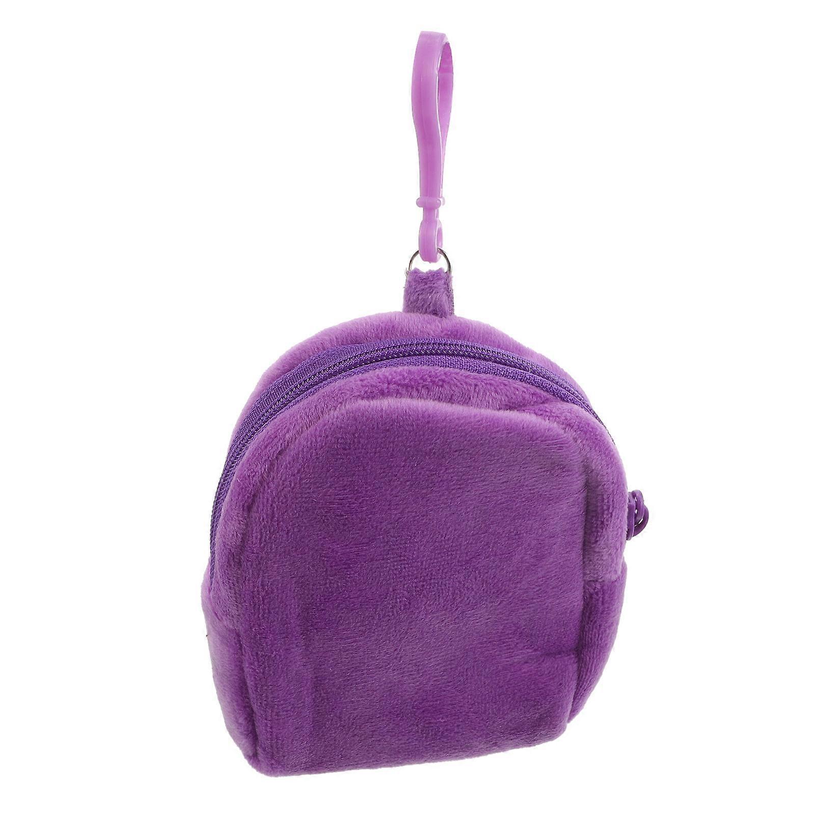 Coin Pouch Keychain Plush Purple Small Item Organization For Kids Mother's Day 1Set