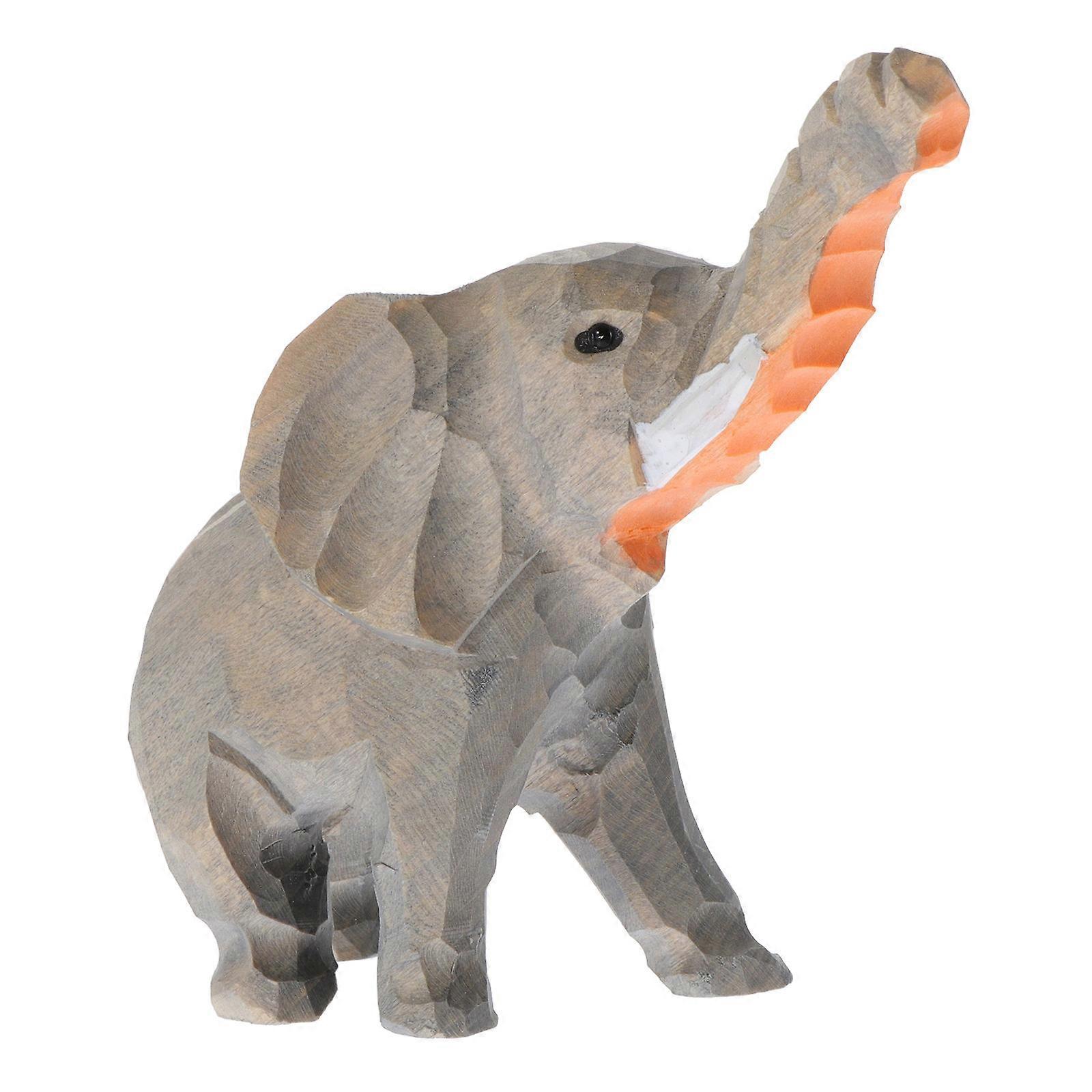 Handmade Basswood Elephant Adornment Simulation Elephant Carving Model