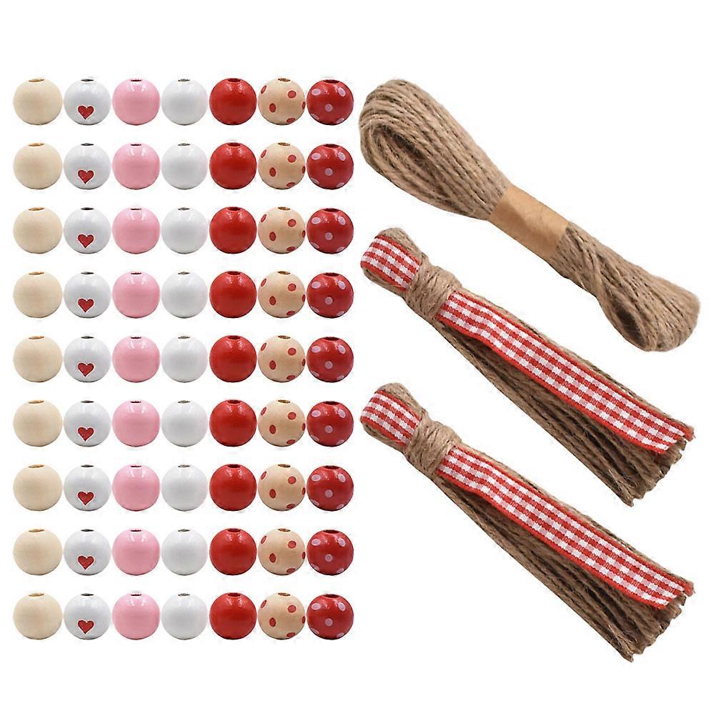 Valentines Day Wooden Beads for Jewelry Making Assorted Color Smooth Surface DIY Craft Beads 1 Set