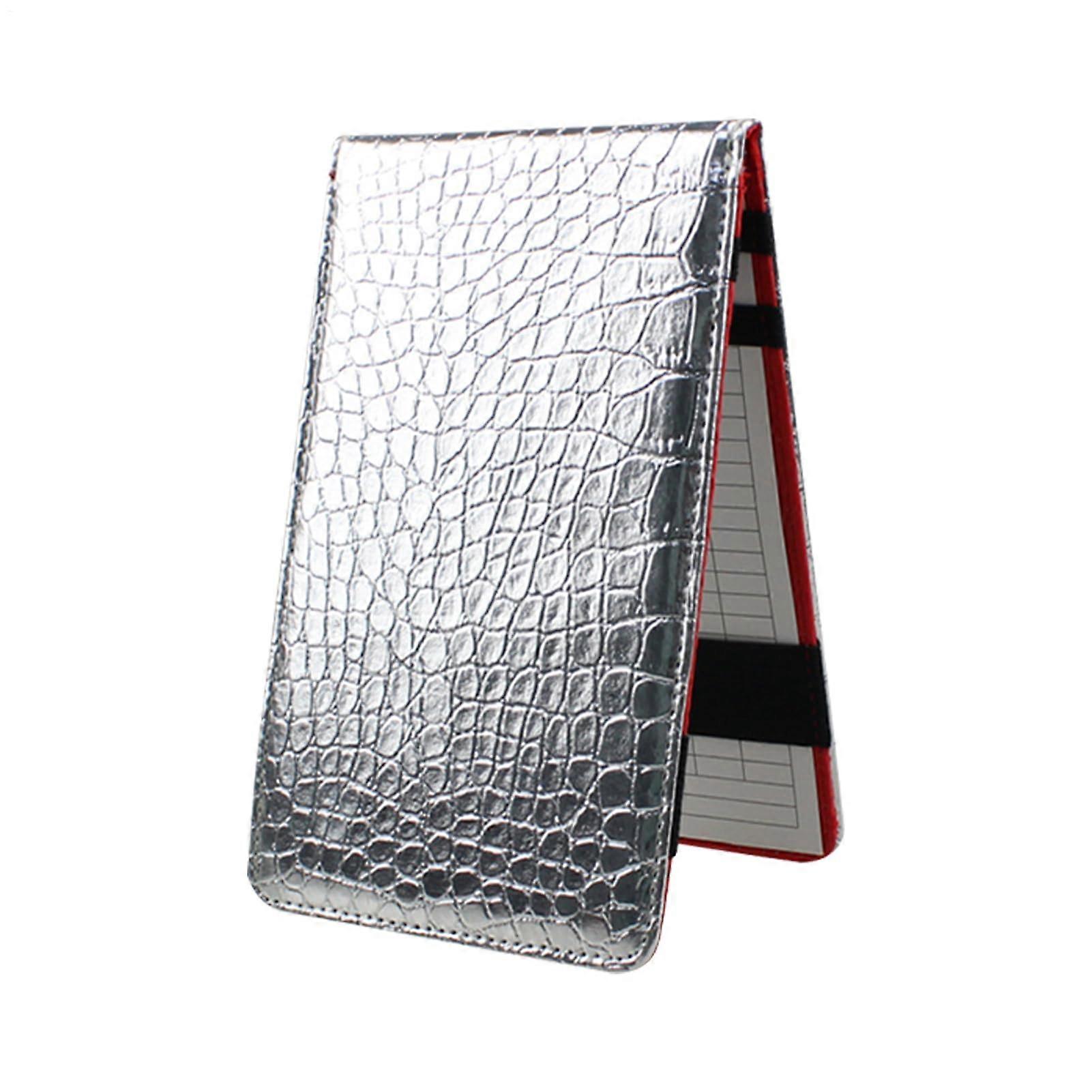 Golf Notebook, PU Leather Journal with Double Scorecard Holder, 17 x 11 x 1 cm, Silver Crocodile Pattern Design