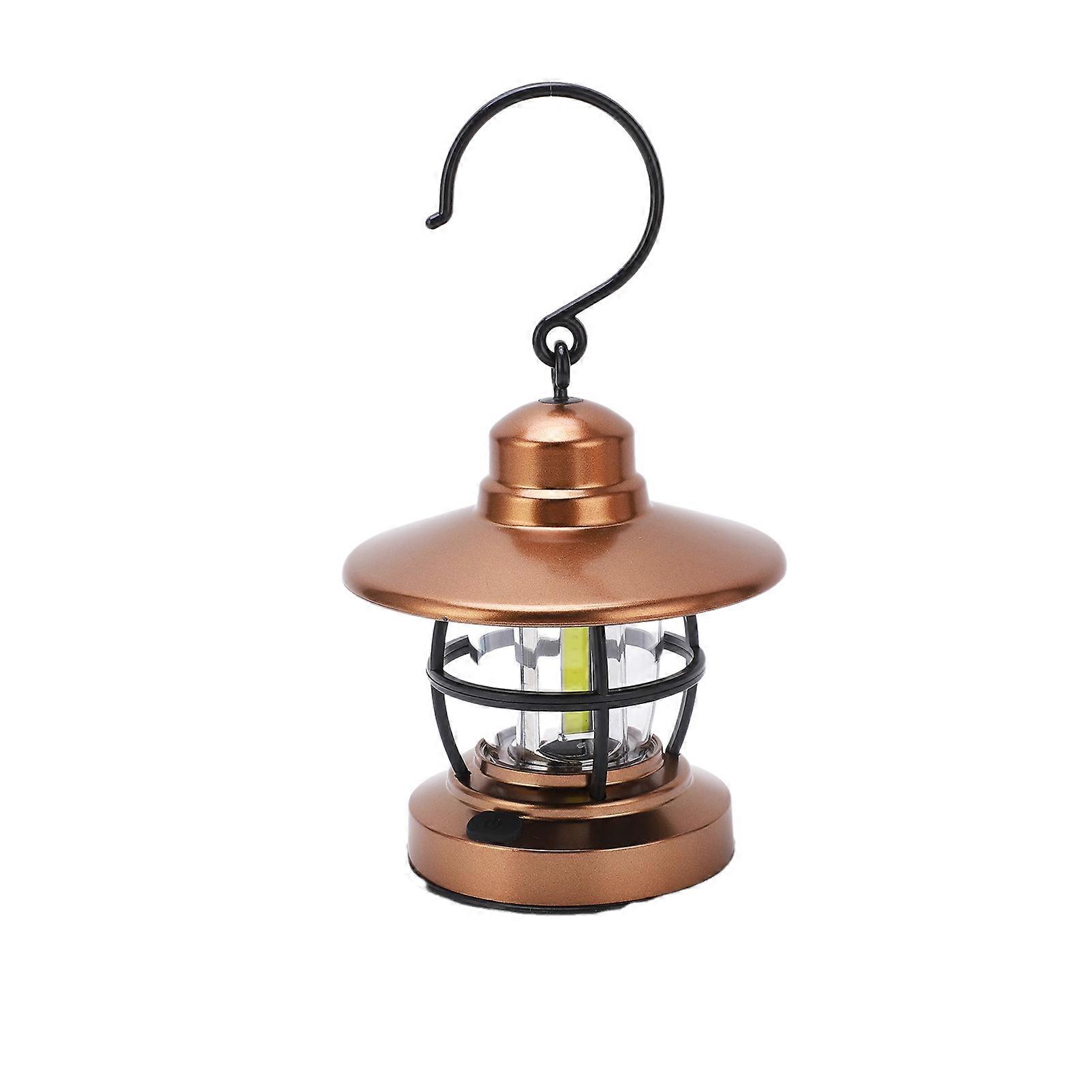DTCY Hanging Lantern Camping Vintage Hook Design One Button Switch 3 COB Battery Powered Garden Hanging Lamp