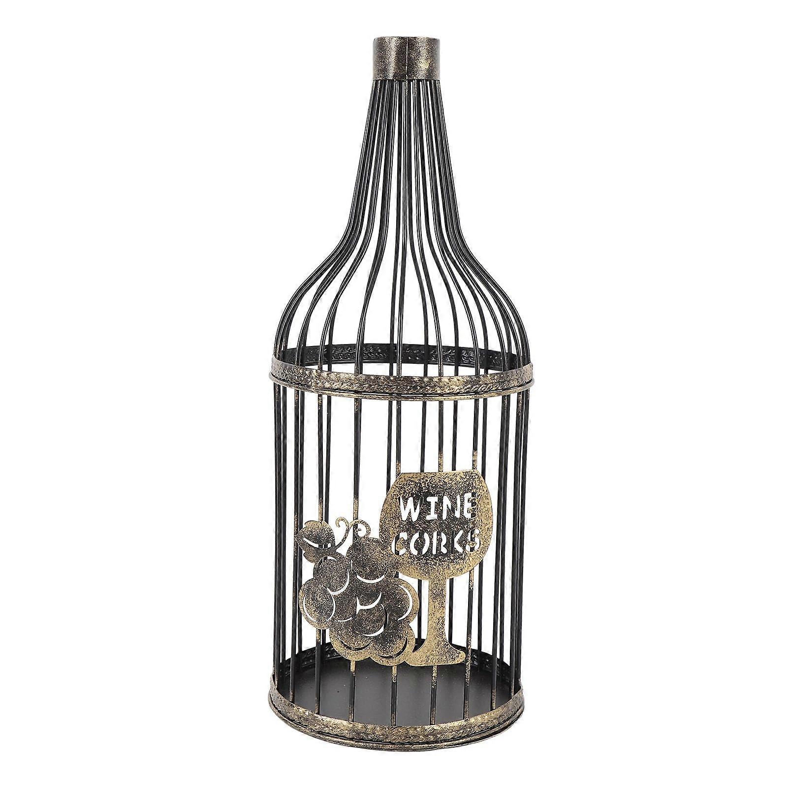 Wine Cork Holder Organizer Rustic Bottle Shape Metal Display for Kitchen Bar Holds 60 Corks