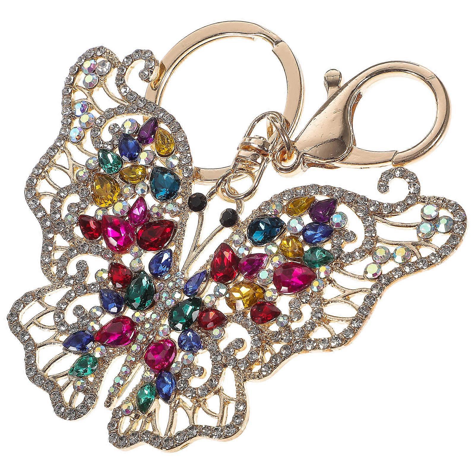Butterfly Shaped Rhinestone Keychain with Alloy Material Multi Color for Hanging Keys and