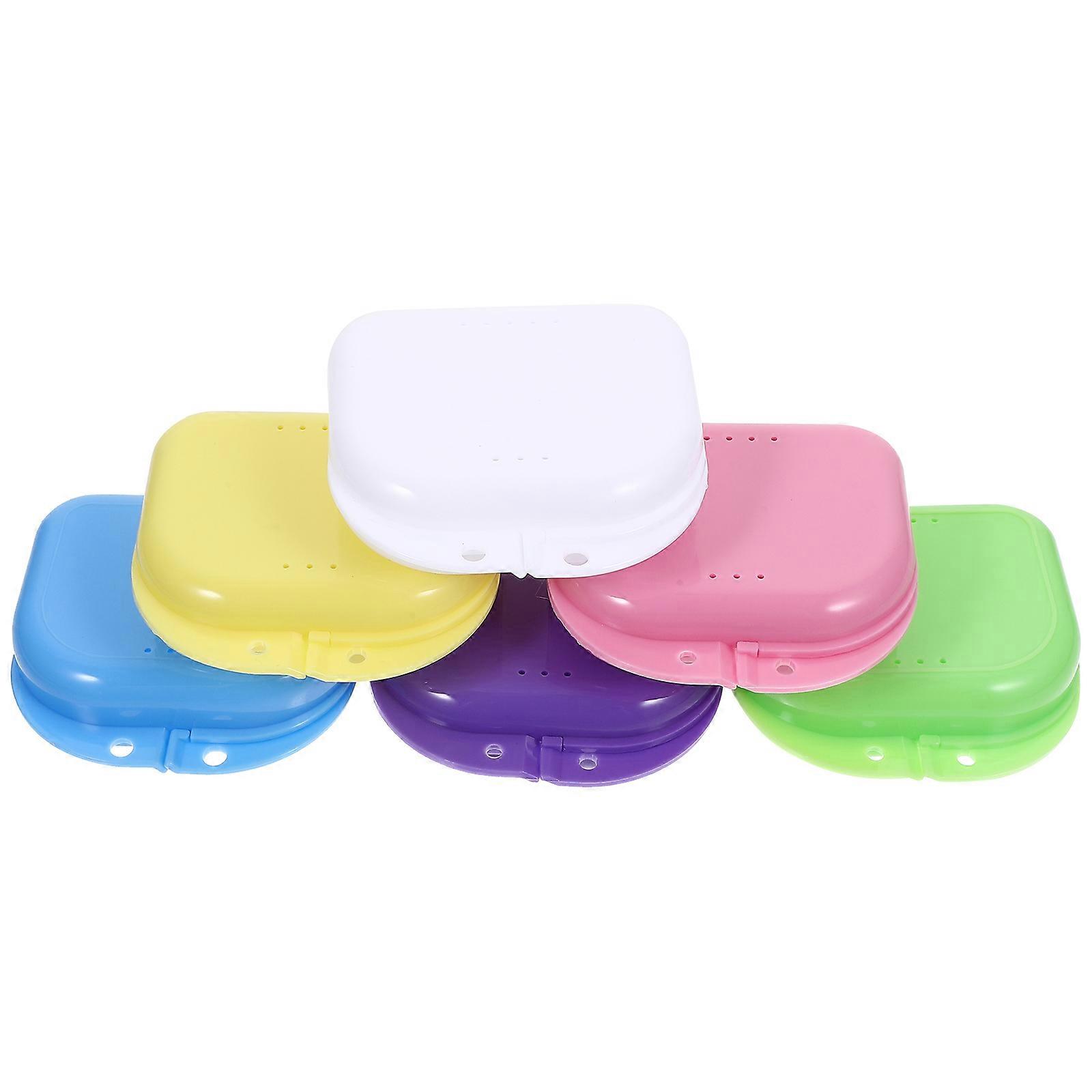 Retainer Case Storage Container For Dentures Mouth Guard Daily Use 8X7.8X2.81Cm Ventilation 6Pcs