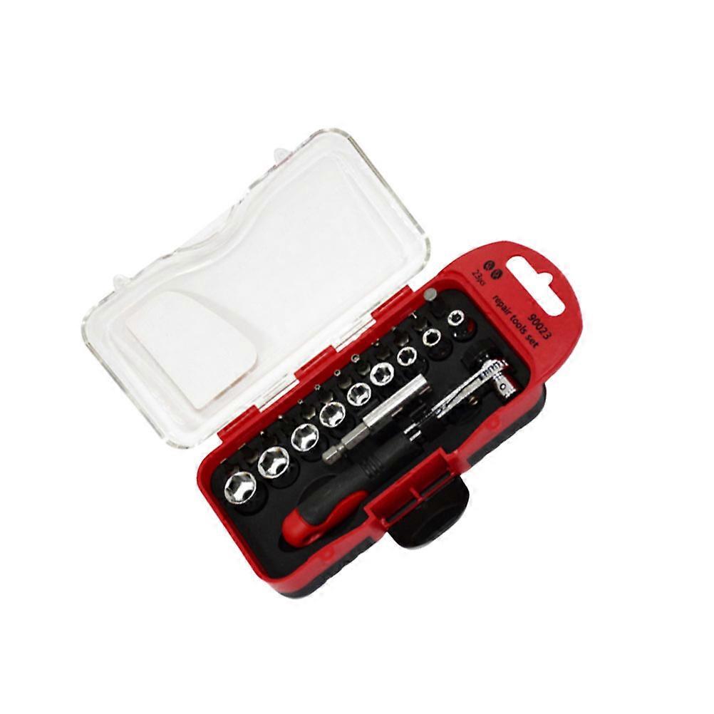 Socket Set 23Pcs Red with Durable Carbon Steel for Repair