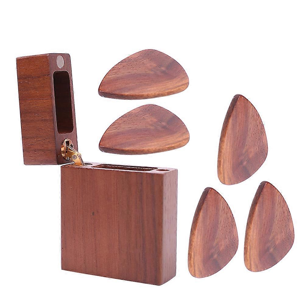 Guitar Pick Display Walnut Wood Storage Box Elegant Design For Musical Practice Performance Musicians 2.7×2×0.7in Display 1Set