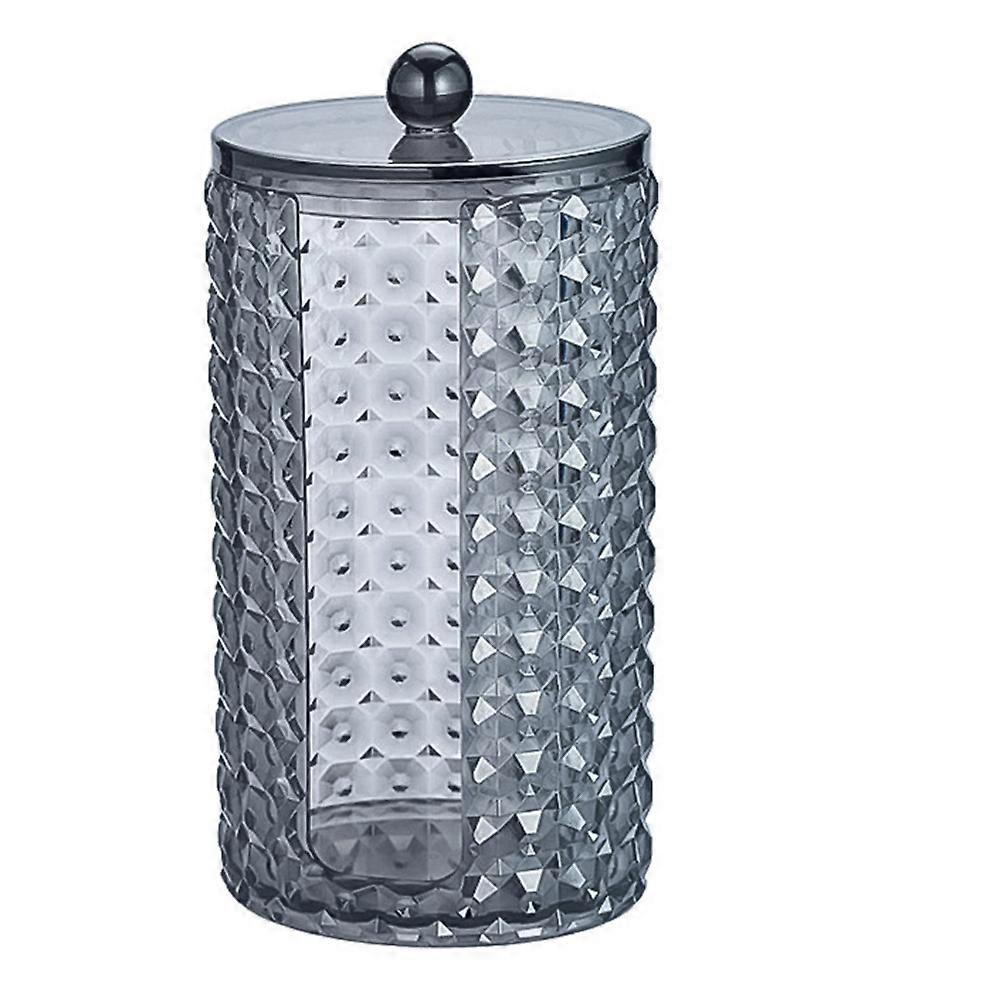Stylish Black Acrylic Cotton Swab Storage Box with Protective Lid for Home Organization 4.5 x 4.5 x 3 inches