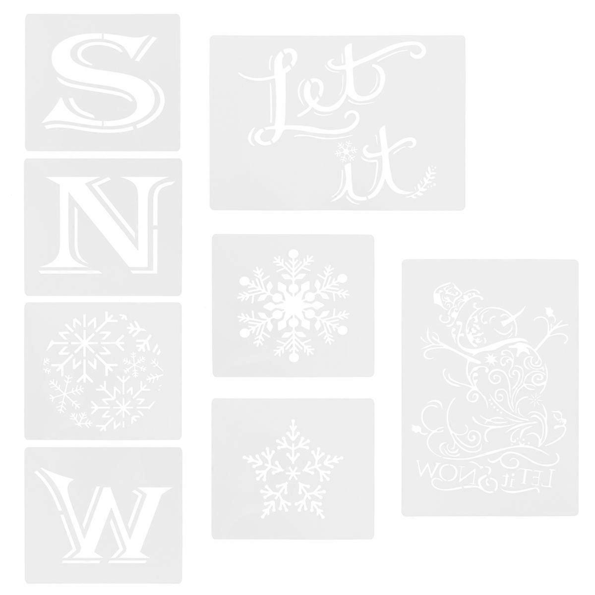 8pcs Creative Christmas Stencil Painting Templates Drawing Template for DIY