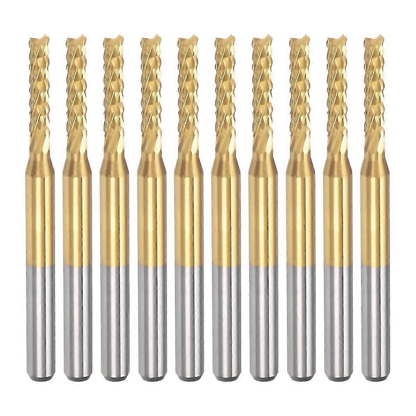 10pcs Titanium Coat Carbide End Mill Engraving Milling Cutter Cnc Router Bits For Pcb Machine 18