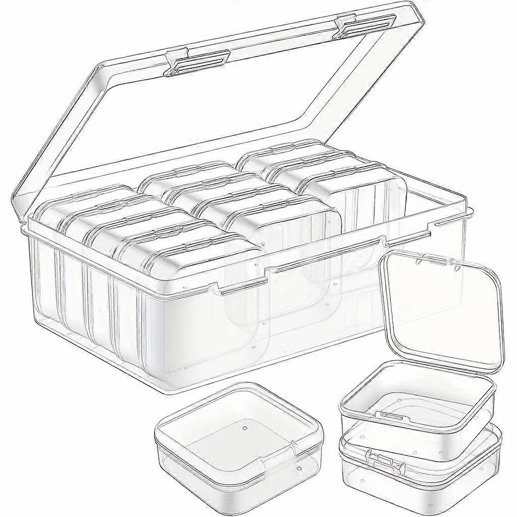 Small Beads Storage Box, 15 Pieces/Set Plastic Organizer, Clear Stackable Containers for Craft Supplies