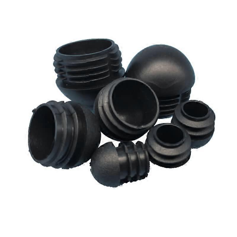 4/8 black domed round plastic end caps for pipes, 1376mm (8PCS, 16mm)