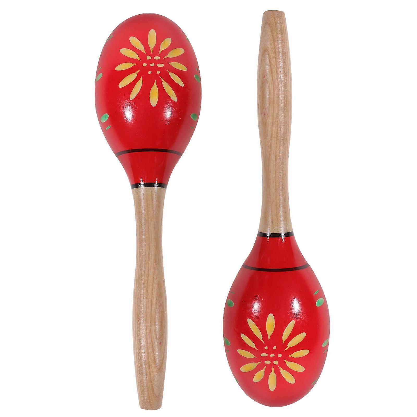 Shaker Musical Instrument Rattles Sand Hammers for Performance Medium Size Wood Material Carved Pattern Compact 2Set