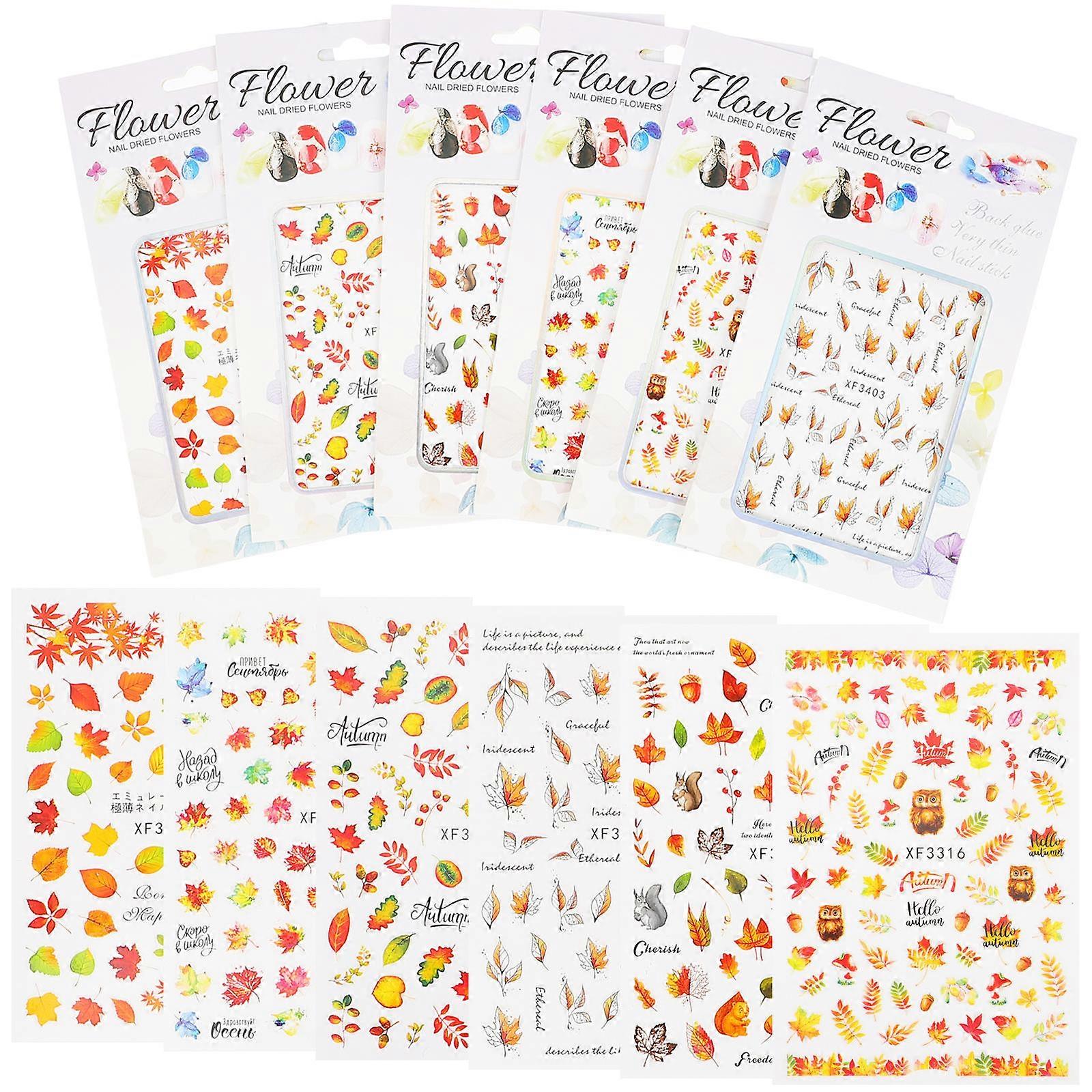 Assorted Color Nail Decoration Stickers 6 Sheets Halloween Party Favors Self-Adhesive Fingernails Art