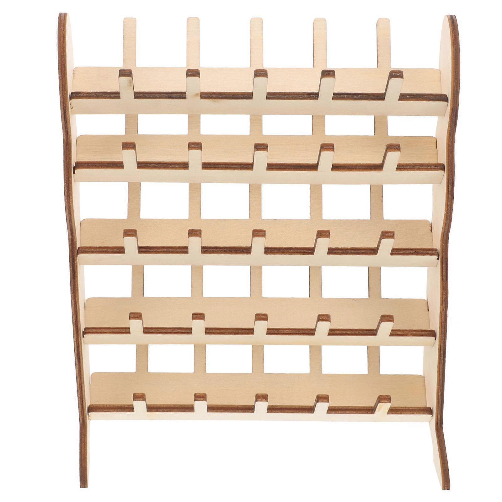 Wooden Thread Holder Organizer for Sewing Embroidery Spools with Fine Craftsmanship and Khaki Color