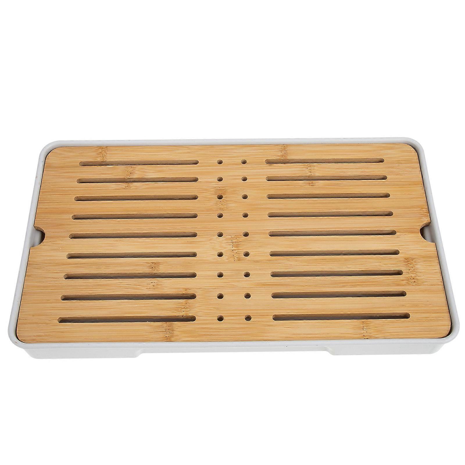 Japanese Style Tea Tray with Drainage and Water Storage, Easy Clean Teaware Holder for Gongfu Tea Serving and Office Decoration