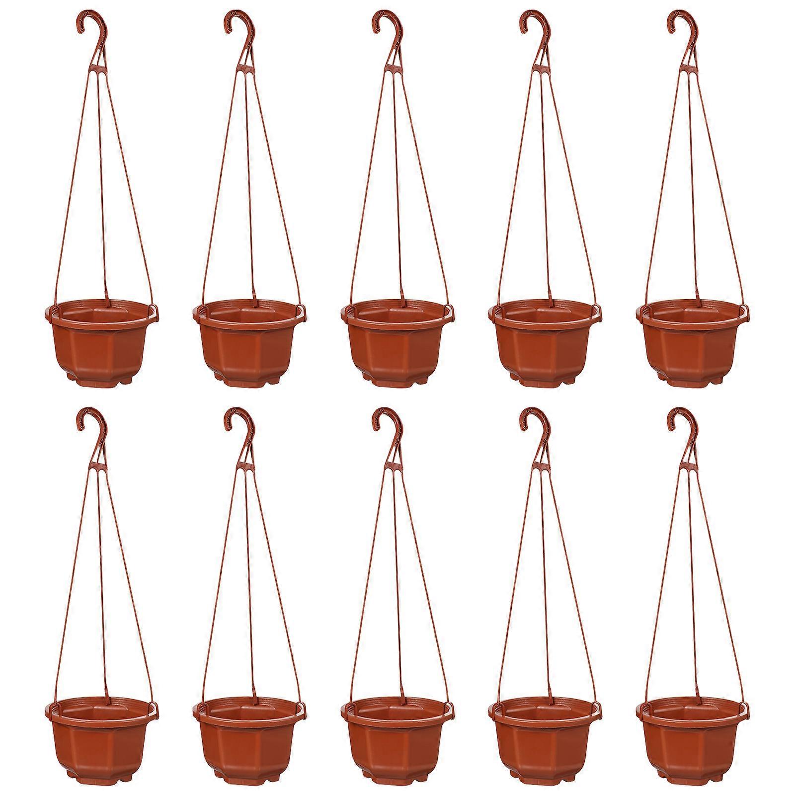 Brown Plastic Hanging Plant Pot for Storage Use Safe Durable with Excellent Texture 10 Sets