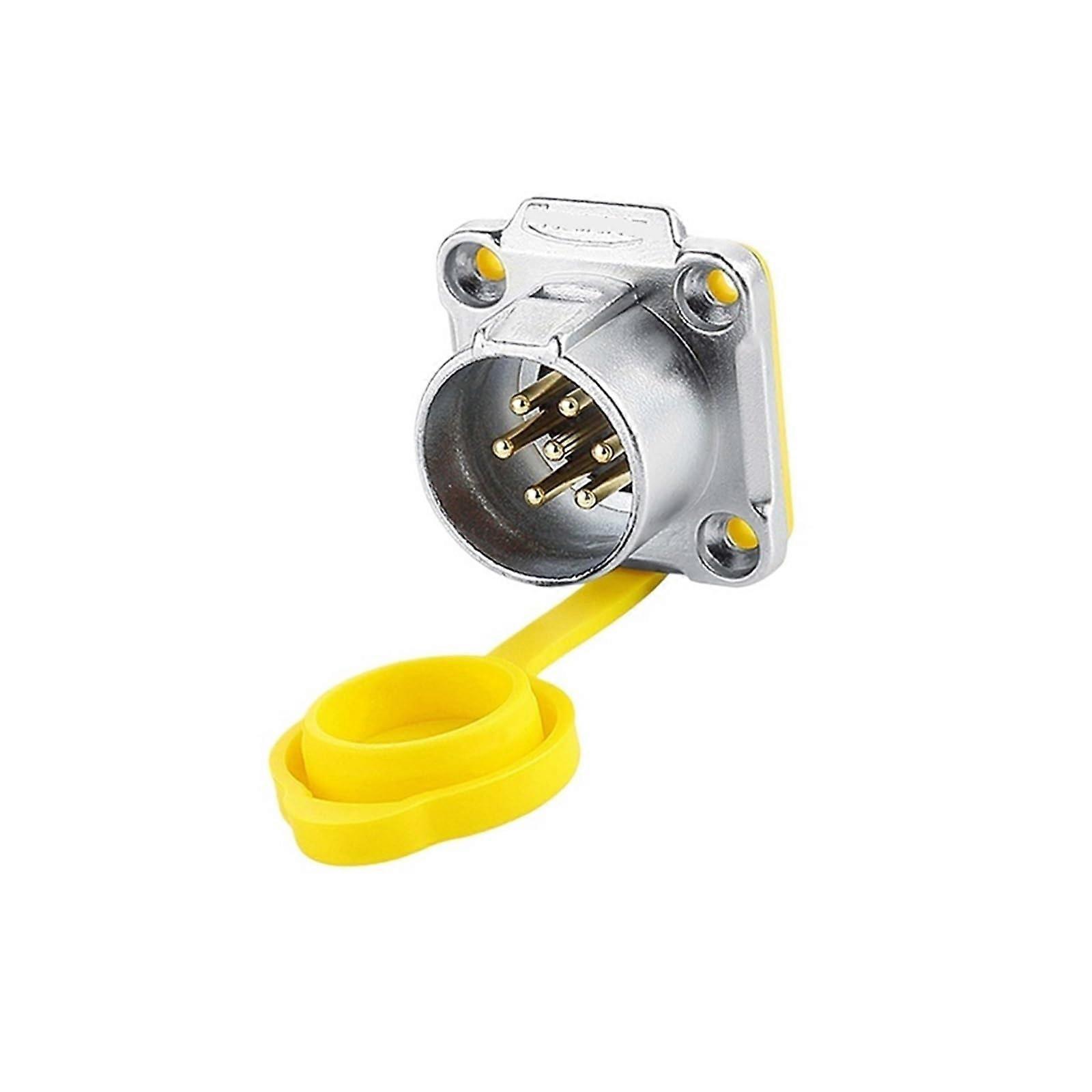 LP-20 Waterproof Aviation Connector 7-Pin Socket Plug IP68 Yellow Flange UL for Outdoor Wiring