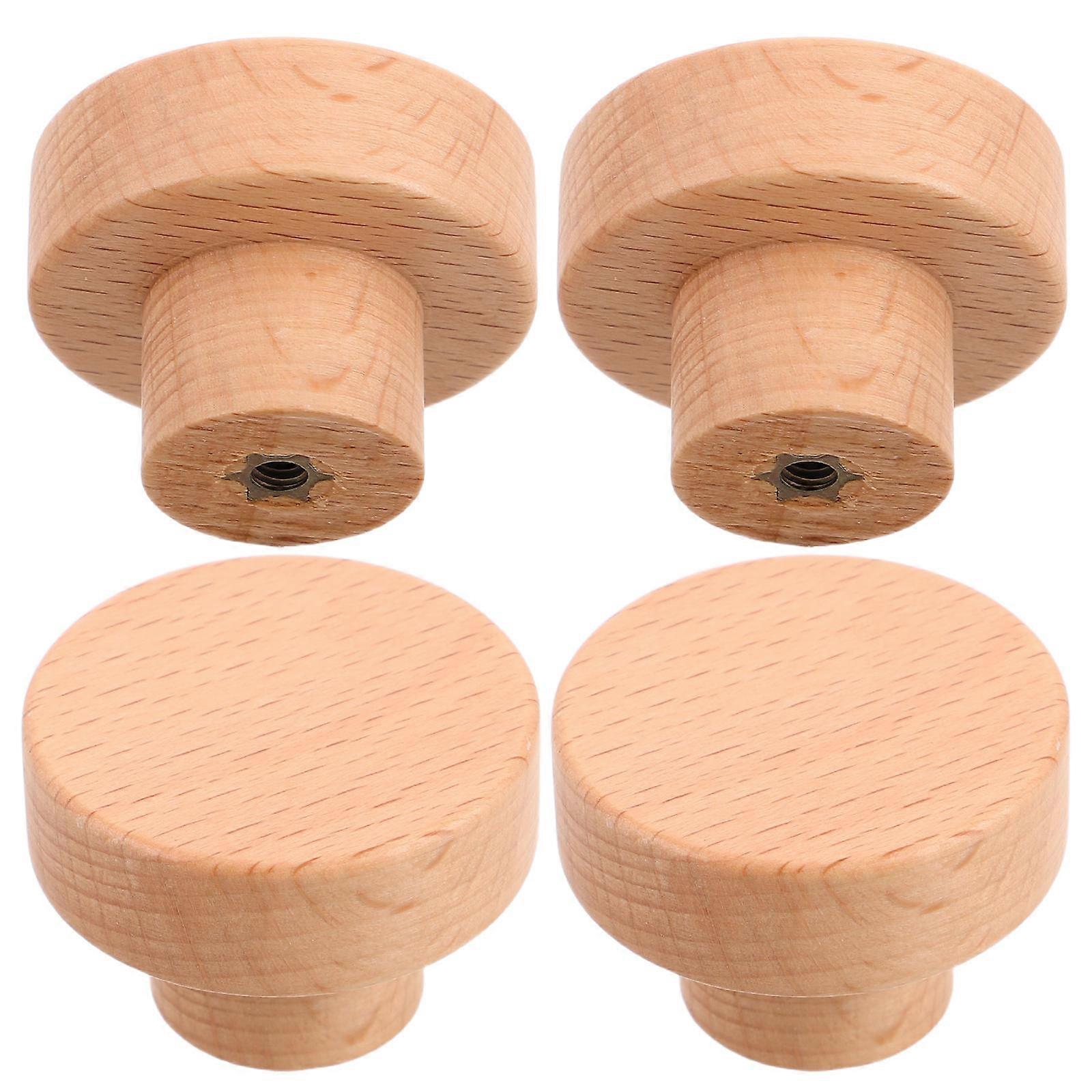 Wooden Cabinet Handles for Home Beige Color Durable Material Easy Installation Simple Design 4 Pieces