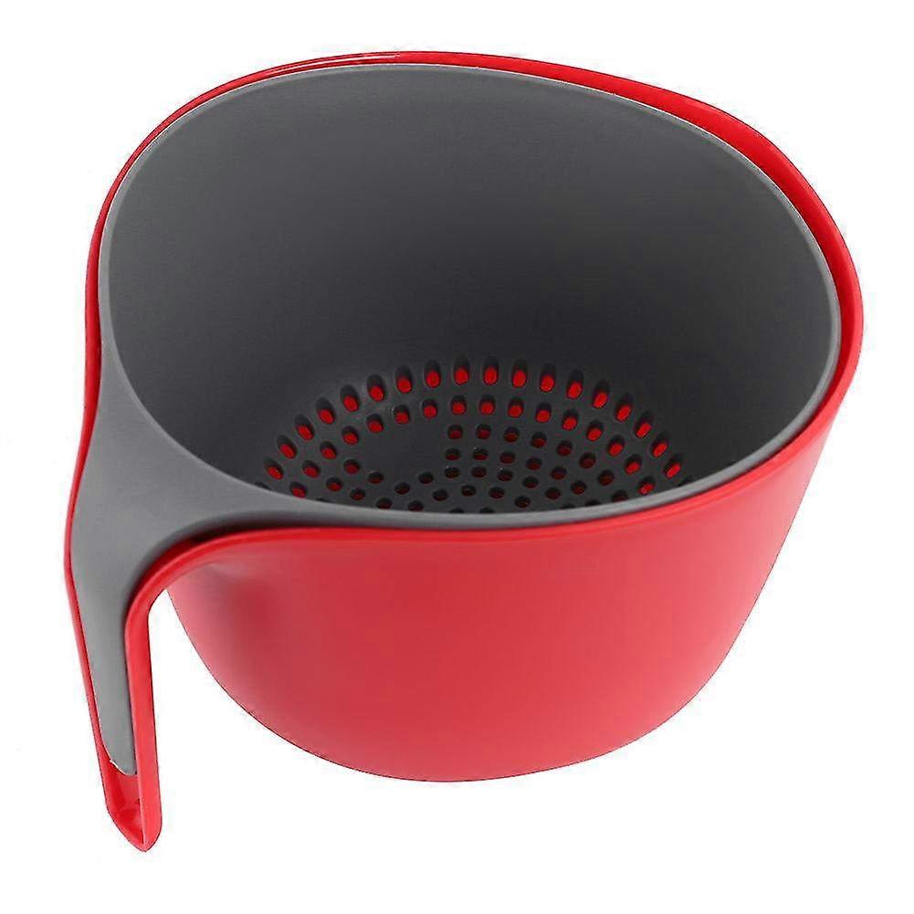 Multifunctional Double Layer Draining Basket for Kitchen - Red Fruit & Vegetable Storage Organizer with Handle Design