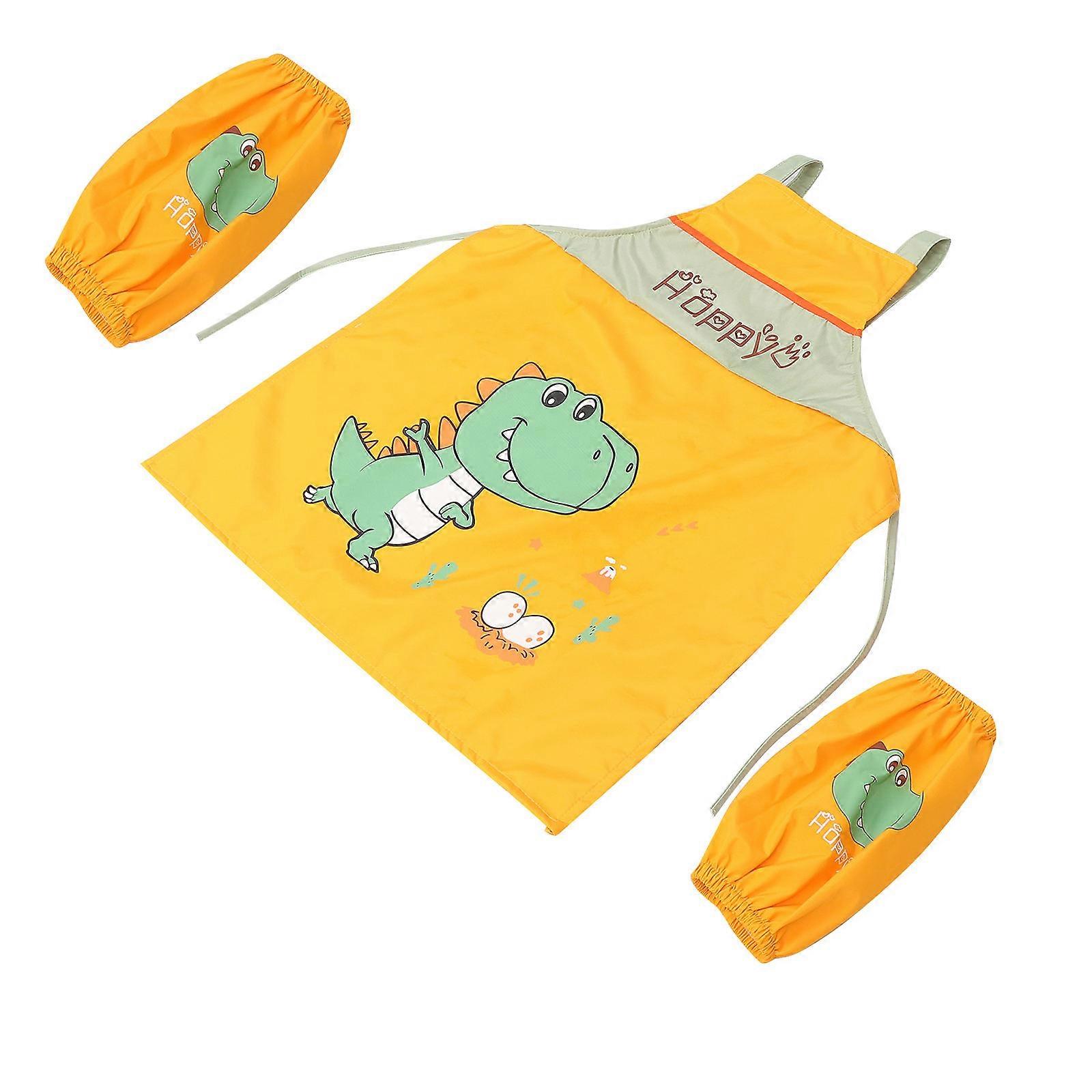 Multi-Function Painting Apron For Kids Including Elastic Oversleeves Protecting Clothes During Meal Time 1 Set