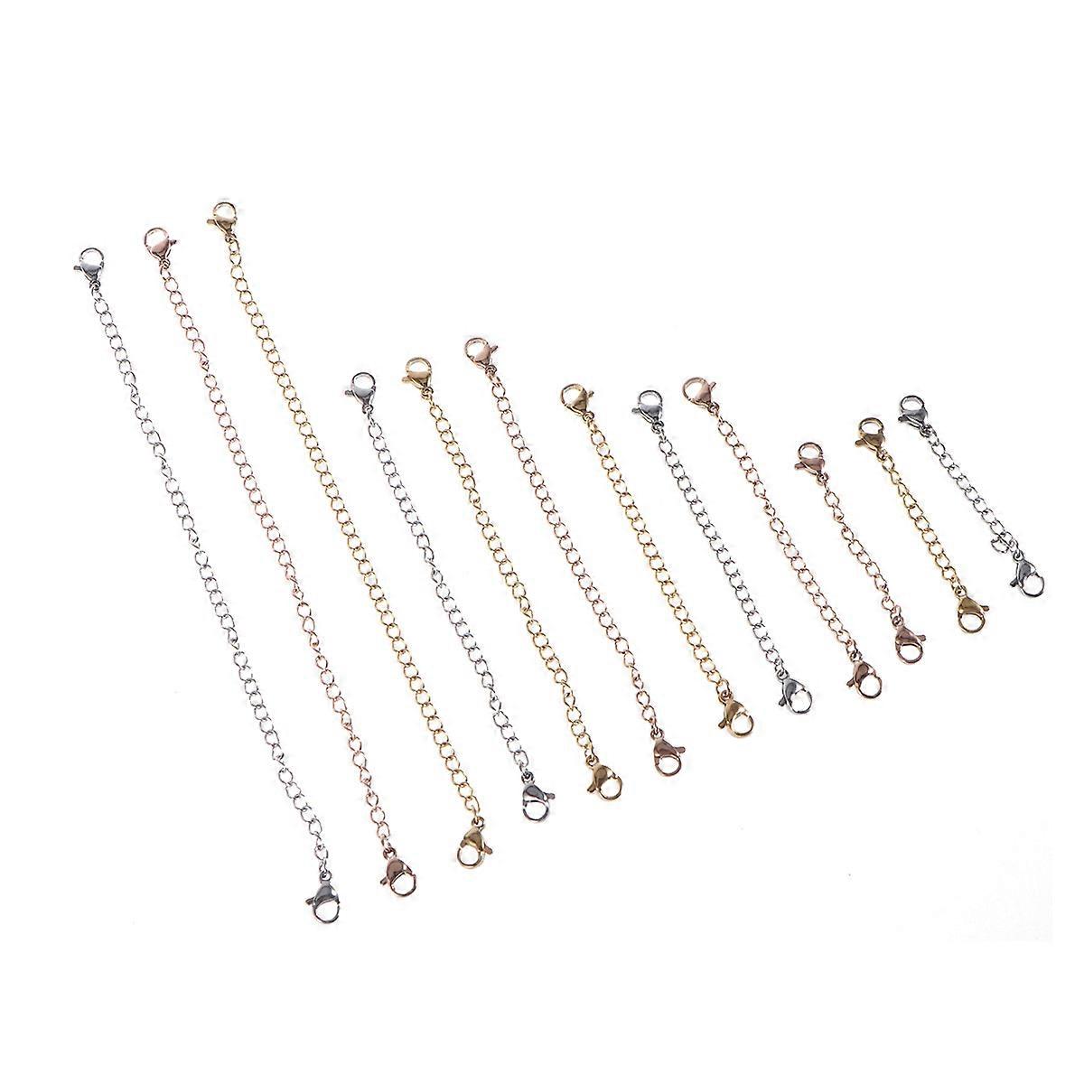 Stainless Steel Lobster Clasp Extension Chains for DIY Jewelry Making Silver Gold Rose 50mm 75mm