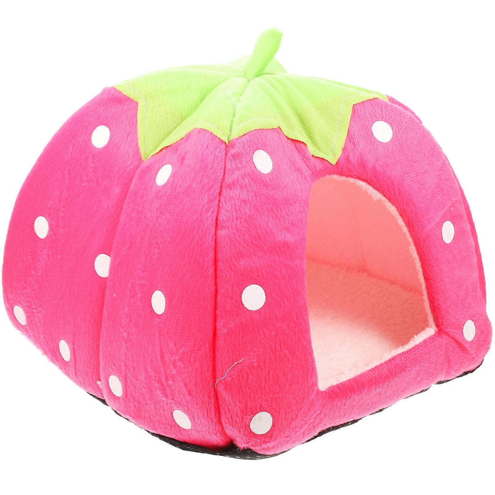 Strawberry Tent Rabbit Hideout For Animals Detachable Cushion For Bunnies Mice And Other Pets
